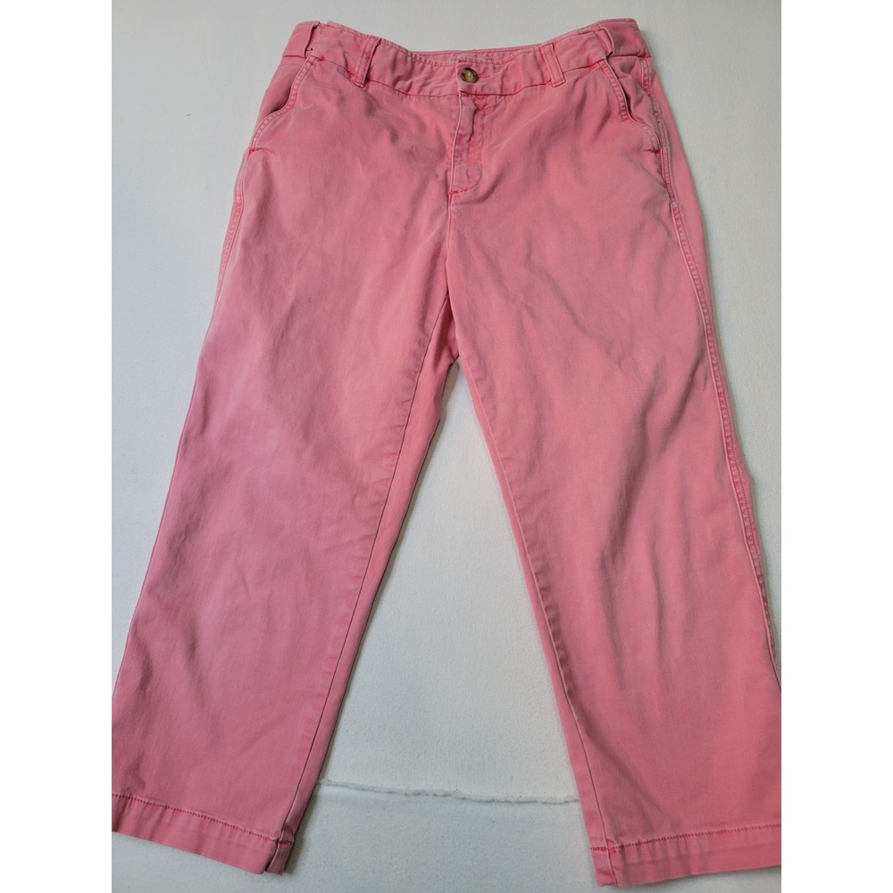 Coldwater Creek Pink Crop Pants Petite 8P Cotton Twill Straight Leg Casual 1702